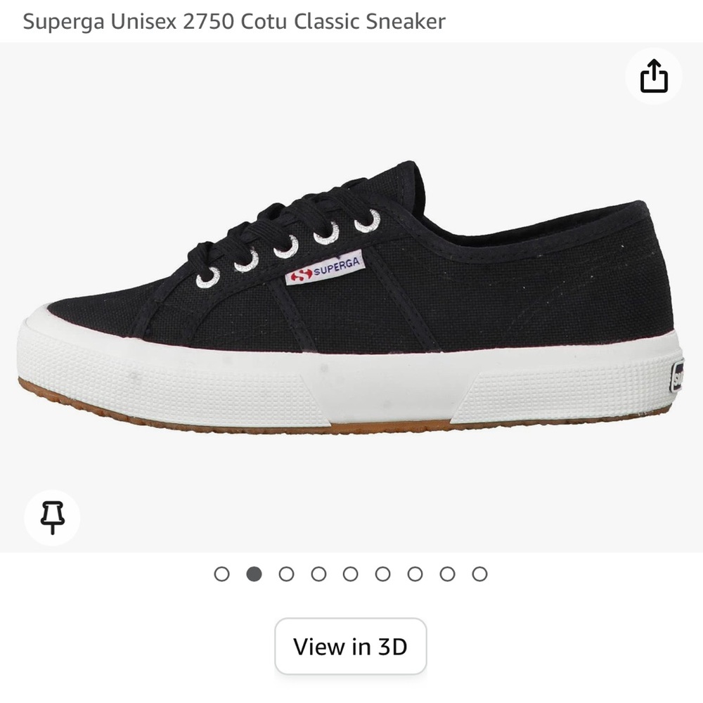 SUPERGA 2750 COTU CLASSIC SNEAKERS black canvas size 41 9.5 10